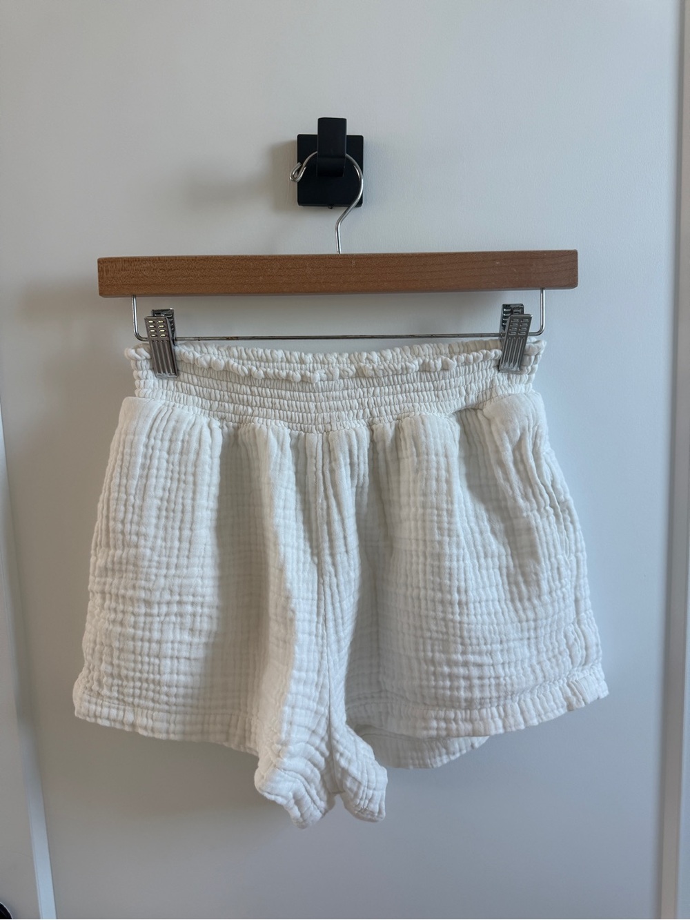 Billabong white Textured Gauze Elastic Waist Shorts